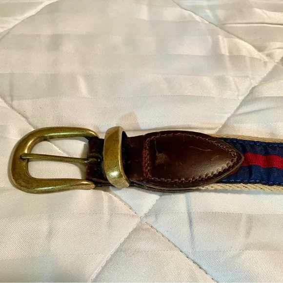 Men’s Canvas & Leather Belt (Size 34/85): The Greenbrier, America’s Resort - Picture 3 of 12